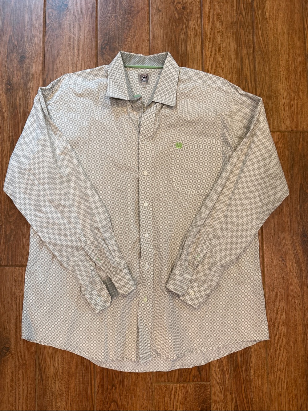 Cinch Men's Light Gray Micro-Print Button-Down Shirt / large